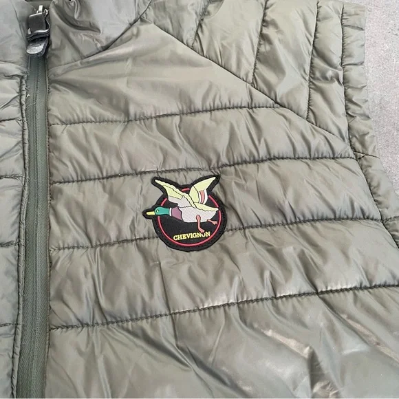 CHEVIGNON Olive Green Quilted Togs Puffer Vest Duck Logo
